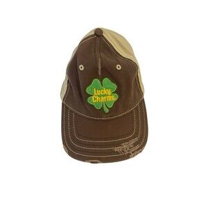 Lucky Charms Cereal Brown Distressed Baseball Hat Elastic Fitted OSFM